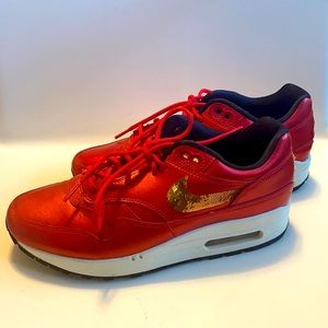 Nike 1 Women’s Air Max Gold Sequin Red Sneakers